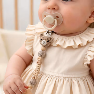 Crochet Baby Pacifier Clip, Personalized Baby Dummy Chain, Newborn Gift, Baby Shower Gifts