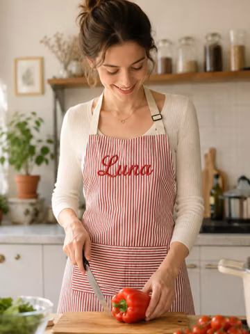 Personalized Chef Apron with Deep Pocket, Custom Name Cooking Gift, Practical Kitchen Accessory for Women