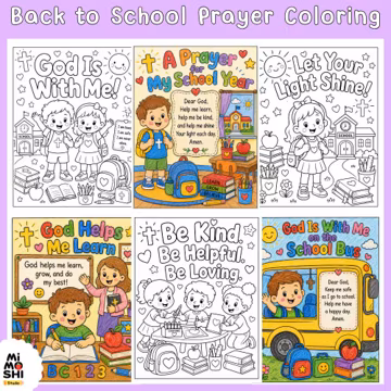 Back to School Prayer Coloring Pages, Christian Kids Coloring Book, Religious Preschool Activity, Bible Coloring Sheets, Printable PDF