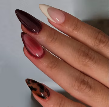 Tortoise Shell Leopard French Press On Nails: Handmade Faux Acrylic Gel Nails