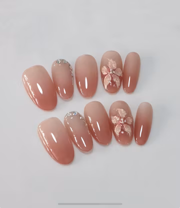 Handmade Ombre Pink 3D Flower Press On Nails