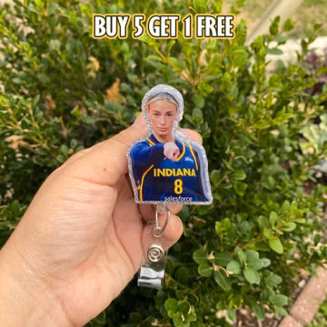 Sophie Cunningham point meme Badge Reel, Basketball funny Retractable ID Holder, Custom Acrylic Clip