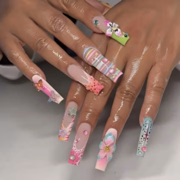 3D Butterfly Press On Nails | Fairycore Pastel Flower Coffin Set