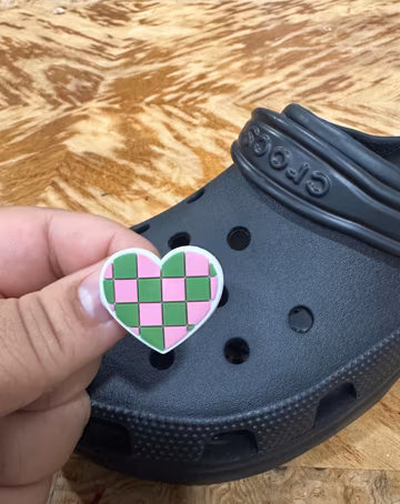 Pink and Green Heart Shoe Charm, Soroity Shoe Charms
