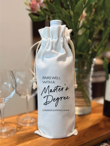 Gift for Master's Degree, Graduation Wine Gift Bag, Pairs well with a master's degree wine bag, wine gift bag for college grad, wb62