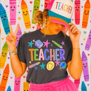 Teacher Appreciation Shirt Preppy Hand Drawn Back to School first second grade Coquette Cute Kindergarten First Day Of School Doodle Png