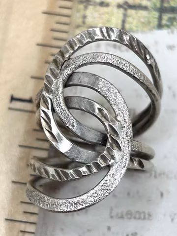 Huge Vintage Hand Wrought Modernist Sterling Silver Statement Ring Large Bold Marked 925