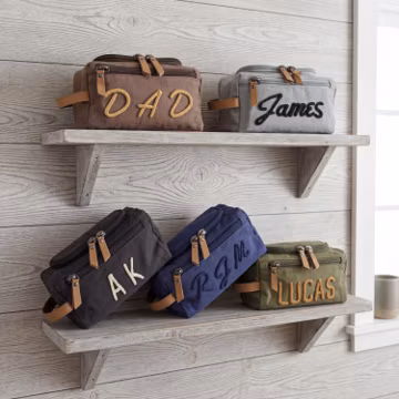 Personalized Travel Dopp Kit College Dorm Pouch, Teen Boy Gift Custom Canvas Wash Bag