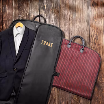 Groomsmen Gift Custom Name Suit Bag Leather Handle Garment Bag Gift for Groomsmen, Father of Groom Canvas Suit Bag Monogrammed Suit Bag