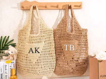 Personalized Raffia Beach Tote: Embroidered Monogrammed Straw Bag,Party Favor,Bachelorette Party Gift,Bridal Shower Bag