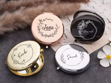 Personalized Engraved Compact Mirror: Rose Gold Bridesmaid Proposal Gift
