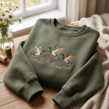 Embroidered Vintage Mallard Duck Sweatshirt , 90s Wildlife Nature Sweater, Cozy Unisex Pullover, Flying Ducks Shirt, Wildlife Gift