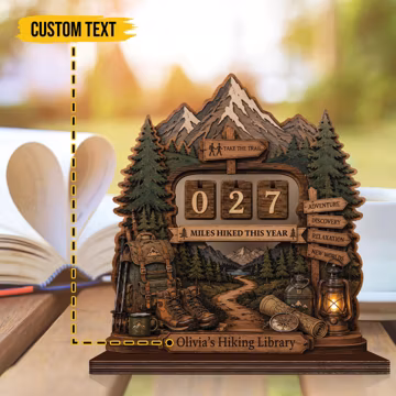 Wooden Hiking Miles Tracker, Personalized Adventure Log Sign