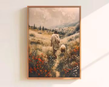 Jesus leaves the 99 Christian art: Religious, Faith (digital download)