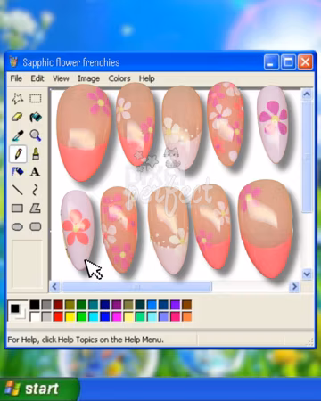 Sapphic Flower French Tip Nails | Reusable Hand Painted Pride Press Ons