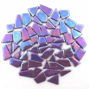 Iridescent Magenta Purple Odd Cut Shaped Glass Mosaic Tile Pieces - 25 Tiles - Mixed Sizes 3/8 to 1 inch - Mixed Media Art and Crafts