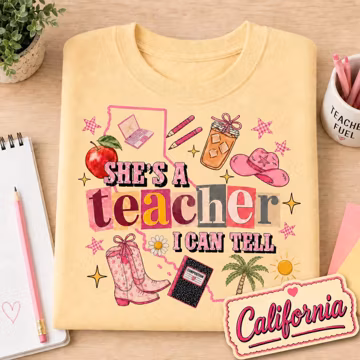 She's Teacher T-Shirt, Personalized Outline Map State T-shirt, Classroom Apparel, Back to School Tee, Teacher Appreciation Gift