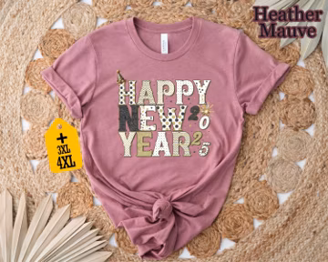 Glitter Happy New Year 2025 Shirt, New Year Party Tee, New Year Eve T-shirt, New Year Celebration Shirt, New Year Gift, Winter Shirt