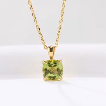 1ct 2ct Natural Peridot Pendant Necklace Cushion Cut August Birthstone Pendant in Prong Setting Gold Vermeil or Sterling Silver Gift for Her