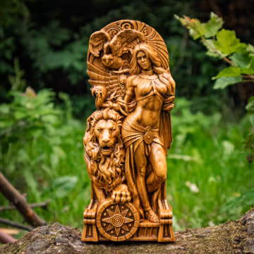 Ishtar Inanna Wooden Statue | Mesopotamian Goddess Altar Decor