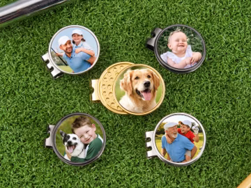 Personalized Photo Golf Ball Marker With Magnetic Hat Clip, Custom Stainless Steel Golf Accessory,Golf Tournament Gifts