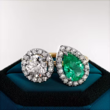 3 Carat Toi Et Moi Lab Grown Diamond and Emerald Engagement Ring