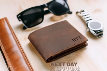 Personalized Handmade Leather Mens Wallet, Engraved Gift for Anniversary, Graduation, Dad, Boyfriend, Him, Husband, Father, Handwriting