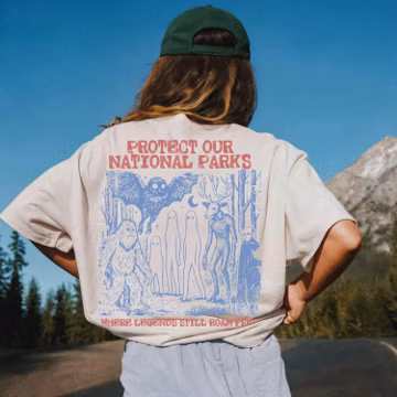 Cryptid National Parks Shirt Comfort Colors® 90s Protect Our Parks Vintage Camping Hiking Tee Retro Wanderlust Shirt Fantasy Creatures Tee