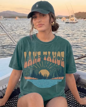 Lake Tahoe Shirt Comfort Colors® Vintage Tahoe Tee Thrift Nostalgia Old School Lake Tahoe Gift Granola Girl Lake Vacation Lake Tahoe Tshirt