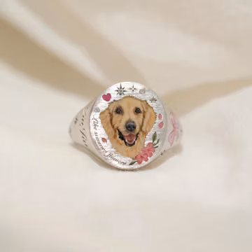 Custom Pet Enamel Ring, Pet Memorial Ring, Hand Painted Jewelry, Pet Tribute, Personalized Gift