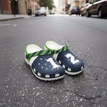 Blue and Green Clogs, Seattle Football Themed Shoes, Unisex sandals, Game Day Shoes, Football fan, Women's Shoes, Men's Shoes, Gift