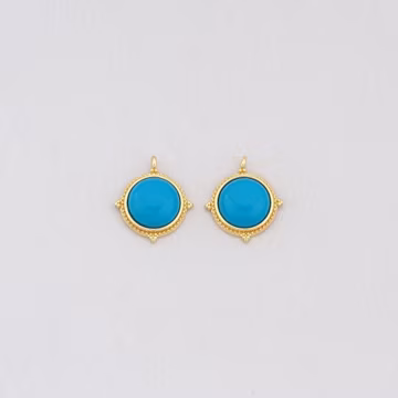 18K Gold Filled Round Pendant,Natural Stone Charm Bracelet Necklace for DIY Jewelry Making Supply