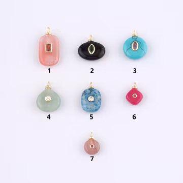 18K Gold Filled Natural Stone Pendant,Natural Stone Charm Bracelet Necklace for DIY Jewelry Making Supply