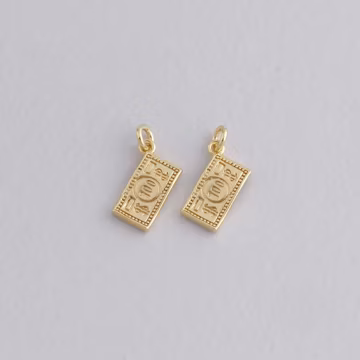 18K Gold Filled Dollar Pendant,Money Charm Bracelet Necklace for DIY Jewelry Making Supply