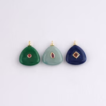 18K Gold Filled Triangle Pendant,Natural Stone Charm Bracelet Necklace for DIY Jewelry Making Supply