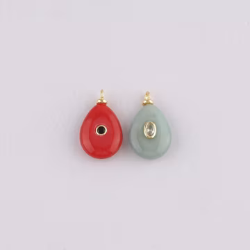 18K Gold Filled Teardrop Pendant,Natural Stone Charm Bracelet Necklace for DIY Jewelry Making Supply