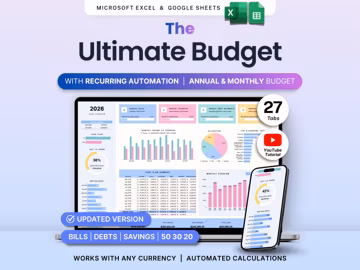 Annual Budget Spreadsheet Google Sheets Excel Personal Finance Template Monthly Budget Planner Bill Tracker Debt Tracker Savings Net Worth