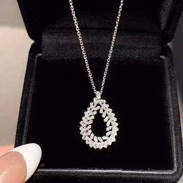 18K Gold Diamond Teardrop Pendant Necklace - Handmade Engagement Gift