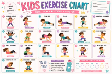 Kids Exercise Chart | Daily Workout Routine Poster (PDF)