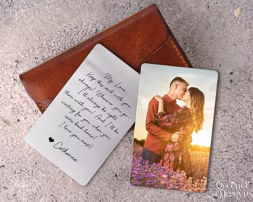 Custom Engraved Picture Metal Wallet Card, Valentine Gift For Boyfriend Husband, Anniversary Gift For Him, Photo And Text Wallet Insert Card