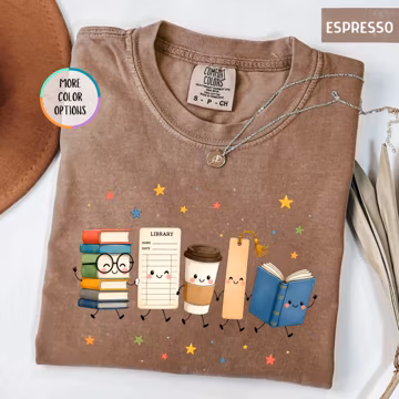 Comfort Colors Doodle Library Shirt, Librarian Gift, School Librarian Shirt, Cute Book Lover Gift, Reading Teacher Shirt, Back to School Tee