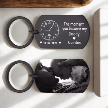 The Moment You Became My Daddy,Personalised Photo Keyring With New Born Baby Photo Gift,Gift for New Daddy Mommy,1st Father's Day Gift
