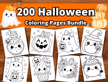 200 Halloween Coloring Pages Bundle: for Kids, Toddlers, Preschoolers, Kindergarten (High Resolution - Instant Download)