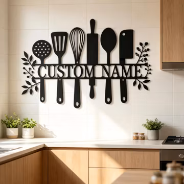 Custom Kitchen Metal Sign: Personalized Name Kitchen Wall Art, Cooking Gifts for Mom Grandma