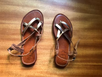 Moroccan Leather Women’s Sandal – Handmade Gold Flat Shoe | Boho Slide Shoe by MeloaLeather