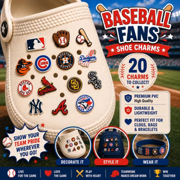 Baseball Fan Shoe Charms Sports Team Accessories for Clogs Sandals Sneakers Bags