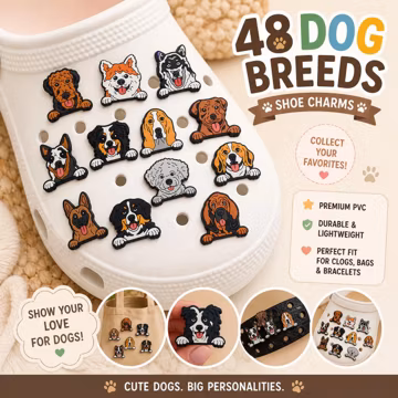 Dog Breed Shoe Charms – Premium Quality, Pet Lover Gift