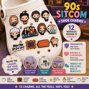90s Sitcom Shoe Charms – Retro TV Show PVC Clog Accessories