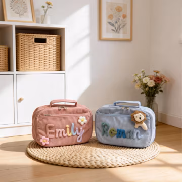 Personalized Baby Bottle Bag, Stroller Snack Organizer, Corduroy Travel Pouch for Mom, Custom Name Nursery Bag, New Mom Gift