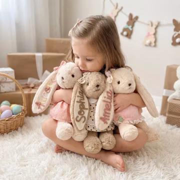 Personalized Bunny Plush: Nursery Rabbit Doll, Daycare Stuffed Animal, Baby Girl Shower Gift